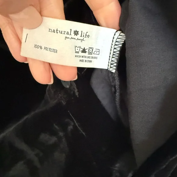 Natural Life Black Velvet with Floral Patterned accent button down top - Picture 3 of 8